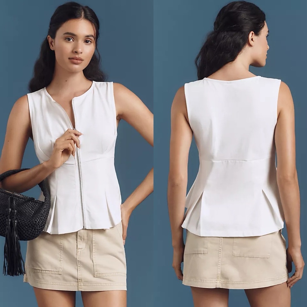 🆕 Anthropologie zip-front peplum top